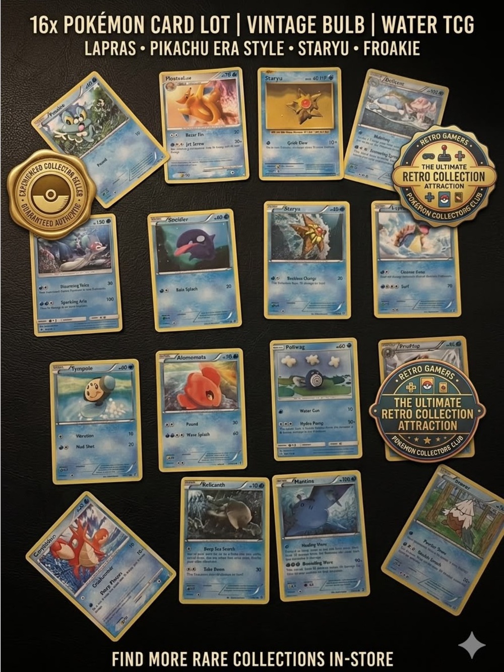 Lot 07 - Lot 15 Pokemon Water Type Lapras Staryu Floatzel Froakie BW XY Sun Moon